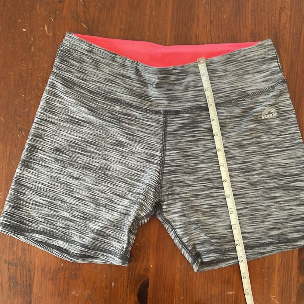 RBX Women Large Athletic Shorts Stretch Gray White Stripe Pink Biker Style CR570 - Picture 5 of 6